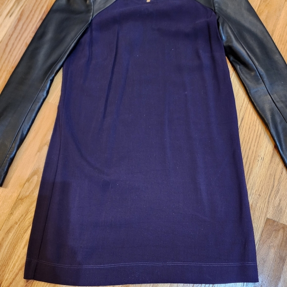 Mason By Michelle Mason Color block Purple Dress With Lambskin Leather Arms - Picture 5 of 11